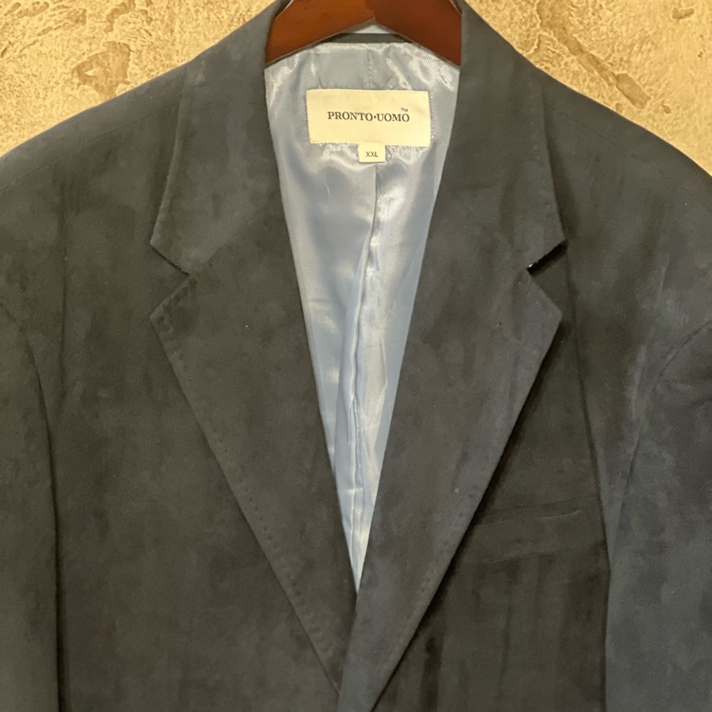 PRONTO•UOMO XXL Navy Suede Sport Coat / Suit Jacket